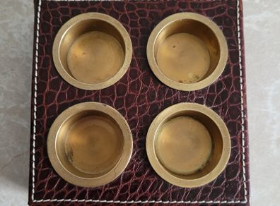 Vintage brass & leather tealight holder