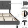 Small Double Bed Frame, Dark Grey, Upholstered Wooden Slat Bed Frame with Headboard, Easy Assembly, Underbed Storage, No Box Spring Needed 120x190 Image 3