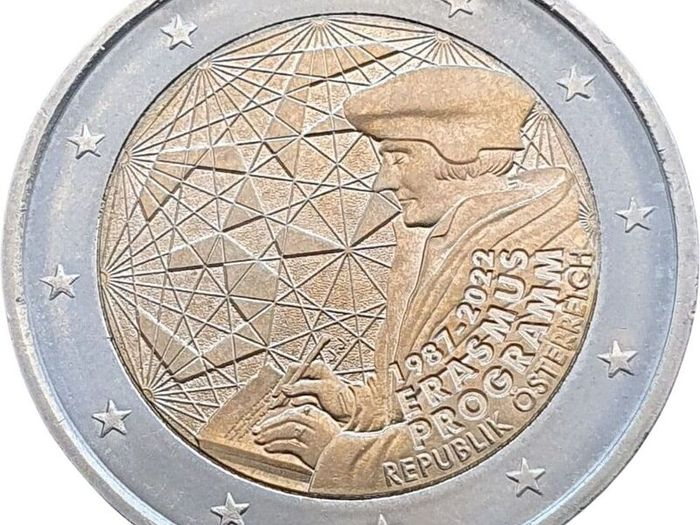 Austria 2 Euro Commemorative Coin 2022 - Erasmus. Uncirculated.