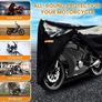 Motorcycle Cover Heavy Duty, 420D Universal Motorbike Covers, Sun,Waterproof Outdoor Protection,with License Plate Window, 4 Reflective Strips, Lock-Holes Storage Bag(L 86" x 37" x 43" Image 6