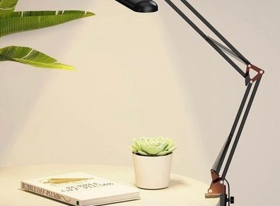 NEW SALE | Desk Lamp Clamp - Swing Arm Desk Lamps for Study - Eye-Caring LED Desk Light - 3 Light Modes x 10 Brightness Levels - 12W - Rose Gold