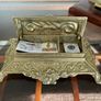 Vintage Ornate Brass Postage Stamp Keepsakes Box Image 9