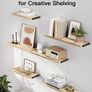NEW SALE | Floating Shelves Set of 6, Wood Floating Shelves for Wall Decor, Rustic Farmhouse Wall Shelves for Bedroom, Bathroom Shelves for Wall Storage Image 4