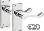 Chrome Elegance Range Polished Chrome Victorian Scroll Lever Latch Handles, Polished Chrome Backplate Door Handles, Contemporary Design for Internal Wooden Doors (MULTIPLE STYLES)