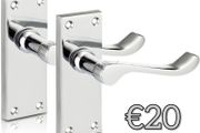 Chrome Elegance Range Polished Chrome Victorian Scroll Lever Latch Handles, Polished Chrome Backplate Door Handles, Contemporary Design for Internal Wooden Doors (MULTIPLE STYLES)