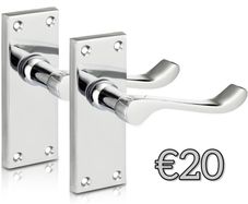 Chrome Elegance Range Polished Chrome Victorian Scroll Lever Latch Handles, Polished Chrome Backplate Door Handles, Contemporary Design for Internal Wooden Doors (MULTIPLE STYLES)