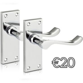 Chrome Elegance Range Polished Chrome Victorian Scroll Lever Latch Handles, Polished Chrome Backplate Door Handles, Contemporary Design for Internal Wooden Doors (MULTIPLE STYLES)