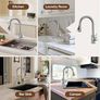 Kitchen Tap with Pull Out Spray, Swivel Kitchen Sink Mixer Tap Brushed Nickel with Pull Down Sprayer 3 Modes, Single Lever High Arch Stainless Steel Bar Faucet 1 Hole Image 6