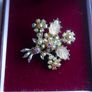Vintage  1950s Hollycraft Aurora Borealis Rhinestone Floral Spray Brooch Image 2