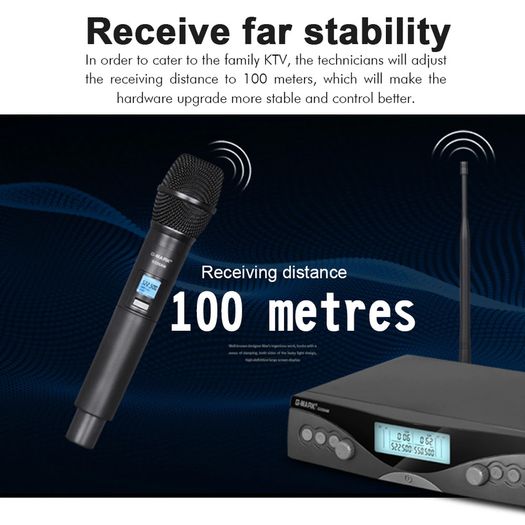 Wireless Microphone G-MARK G320AM Professional UHF 2 Channels Karaoke Mic Handheld Automatic Frequency Adjustable 100M