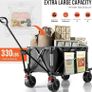 150kg Festival Camping Trolley on Wheels  Black Heavy Duty Folding Wagon Cart with All Terrain Wheels, Brake, Portable for Outdoor, Beach, Garden & Shopping Image 2
