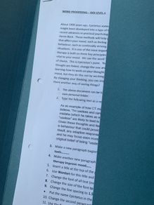 Word processing/Excel notes