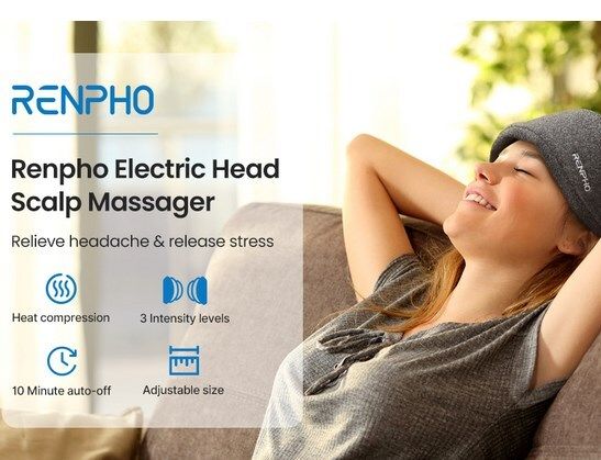 RENPHO Electric Head Massager with Heat, Compression Headache/Migraine Relief