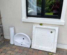 bathroom WHB and 800 shower tray +enclosure