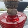 Beautiful Antique Victorian British made Cranberry Oil Lamp Image 7