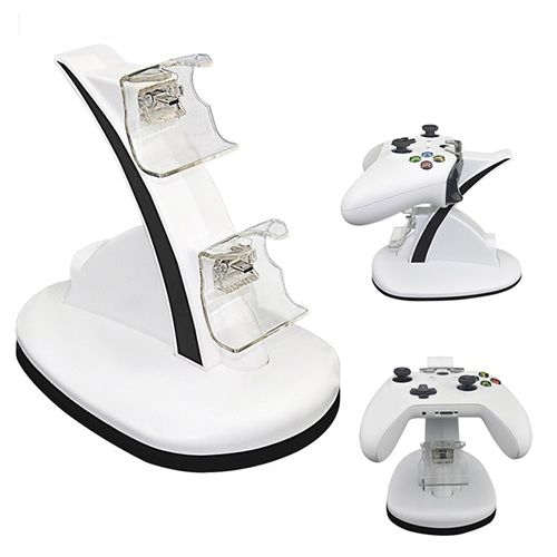 Xbox One S X Controller Dual Charger Docking Station Charging Stand Dock White