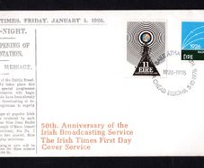 1976 Ireland 50th Anniversary of The Irish Broadcasting Service (RTE) Commemorative Stamp Illustrated Addressed The Irish Times First Day Cover (FDC)