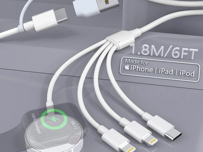 4-in-2 Apple Watch Charger Cable for Apple Watch/iPhone/Airpods, Watch Magnetic Charging Cable with iWatch Series SE/8/7/6/5/4/3/2 - Wireless Travel Watch Charger for AirPods 1/2/3/Pro&iPad Series