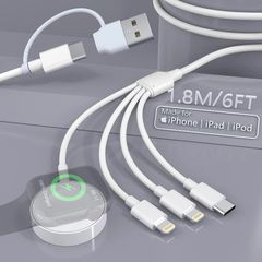 4-in-2 Apple Watch Charger Cable for Apple Watch/iPhone/Airpods, Watch Magnetic Charging Cable with iWatch Series SE/8/7/6/5/4/3/2 - Wireless Travel Watch Charger for AirPods 1/2/3/Pro&iPad Series