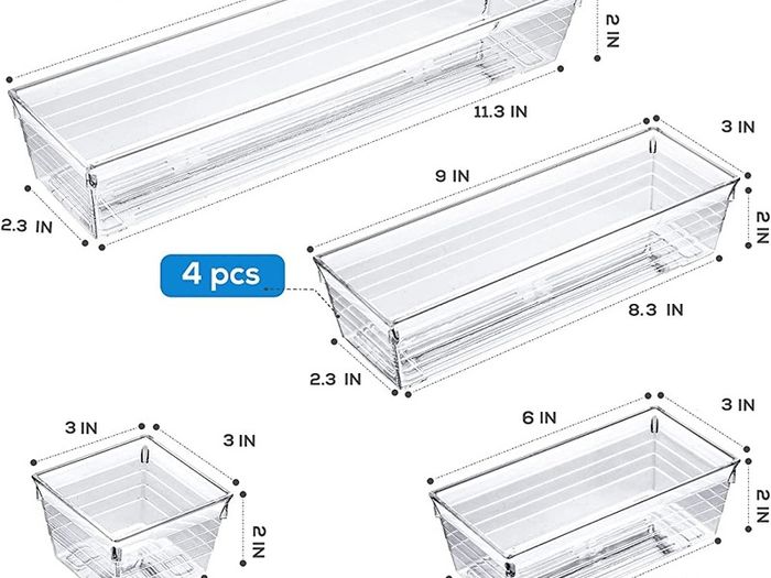 FREE P&P 14 PCS Clear Plastic Drawer Organisers Tray for Makeup, Kitchen Utensils, Jewelries and Gadgets