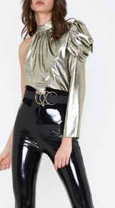 River Island metalic Gold One-Shoulder Top