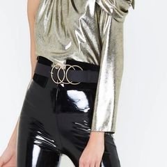 River Island metalic Gold One-Shoulder Top