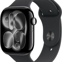 Apple Watch Series 11 GPS 46mm Smartwatch with Jet Black Aluminium Case with Black Sport Band 100% battery health
