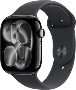 Apple Watch Series 11 GPS 46mm Smartwatch with Jet Black Aluminium Case with Black Sport Band 100% battery health