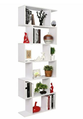BRAND NEW 6 Tier Wooden Bookshelf S Shape Shelving Unit