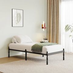 Metal Single Bed Frame with Underbed Storage and Steel Slat Support - Easy Assembly, Noise Free - 35.5cm High