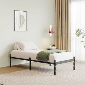 Metal Single Bed Frame with Underbed Storage and Steel Slat Support - Easy Assembly, Noise Free - 35.5cm High