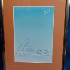 Vintage Framed Art Deco Style Coastal Print  "Seasight"