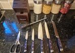 8pcs/Set Kitchen Cutting Tool Block Set With Sharpener 1.4116 Stainless Steel Blade Wood Handle And Kitchen Scissors