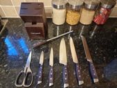 8pcs/Set Kitchen Cutting Tool Block Set With Sharpener 1.4116 Stainless Steel Blade Wood Handle And Kitchen Scissors