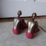 Vintage Bronze Art Deco Sculpture Lady Sitting - Pair Image 3