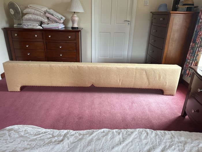 Pelmet with gold and burgundy trim