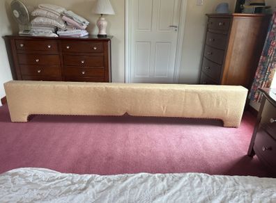 Pelmet with gold and burgundy trim
