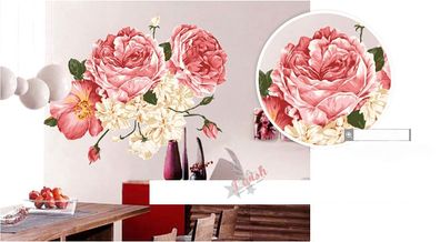 Big Luxury Peony Flowers Wall Stickers Mural Decals Art DIY