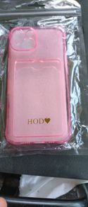iPhone 14 pink transparent case with card slot Brand New