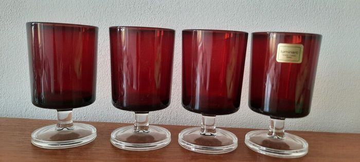 Vintage Retro 4 Ruby Red Cavalier Glasses