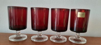 Vintage Retro 4 Ruby Red Cavalier Glasses