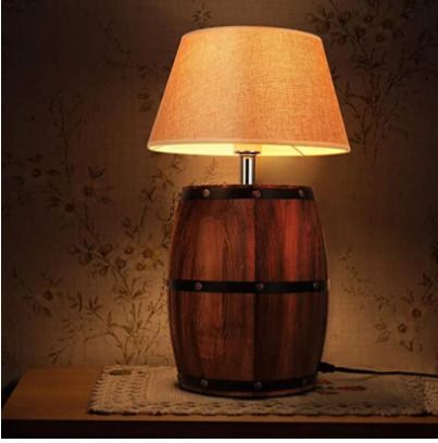 Natural barrel decoration lighting table lamp bedroom bedside night light bar cafe restaurant creative desk lights
