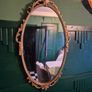 Mirror Vintage painted Gold metal framed oval Mirror Image 9