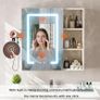 Bathroom Wall Cabinet with Mirror, Anti-Fog Mirror Storage Cupboard Organiser Unit with 3 Color Adjustable LED Light Hair Dryer Holder for Bathroom Home Image 6
