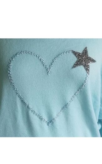 Carla Giannini Turquoise Aqua Knit Jumper Heart Star Ladies One Size NWT  CAN POST
