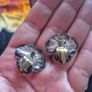 Antique 1930s Enamel Silver Flower Ear Clips Image 6