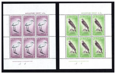 1961 New Zealand Health Commemorative Stamps featuring Great Egret and New Zealand Falcon Miniature Sheet Mint Never Hinged (MNH)