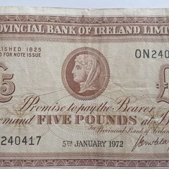 Provincial Bank of Ireland Five Pound Note 1972