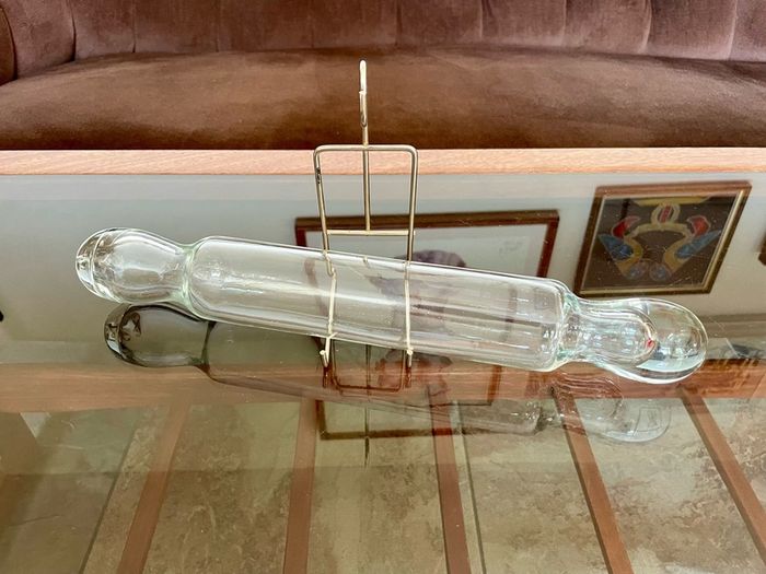 Vintage Closed Hollow Glass Pastry Rolling Pin 1920s to 1950s