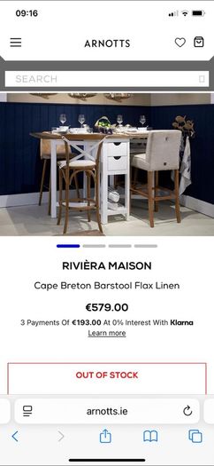 New in box Cape Breton barstool in linen flax by riviera maison